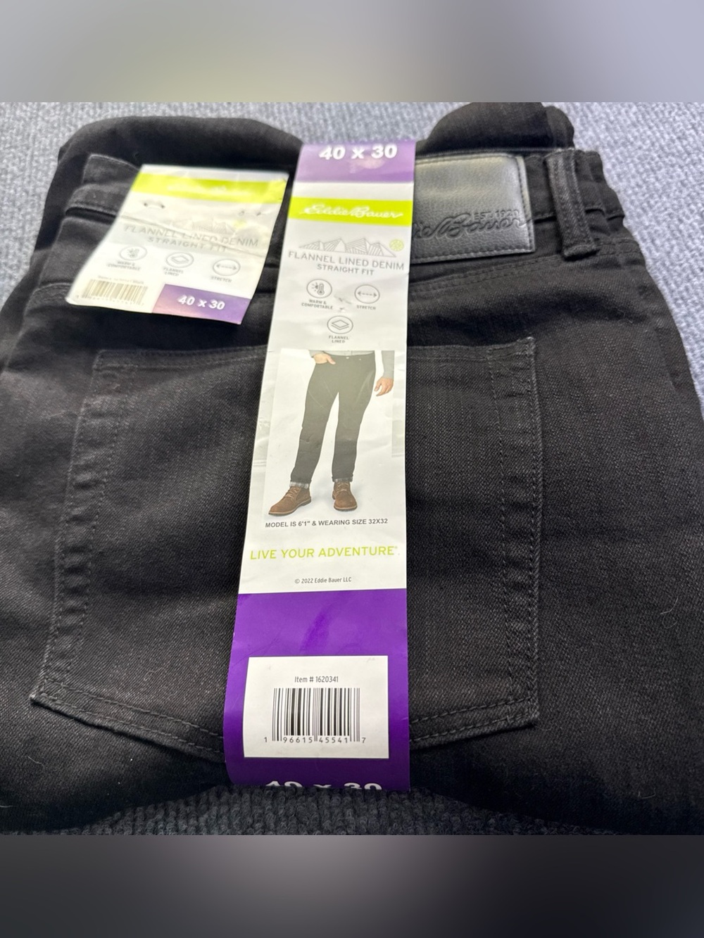 Eddie Bauer Men's Straight Fit Flannel-Lined Jeans - Black